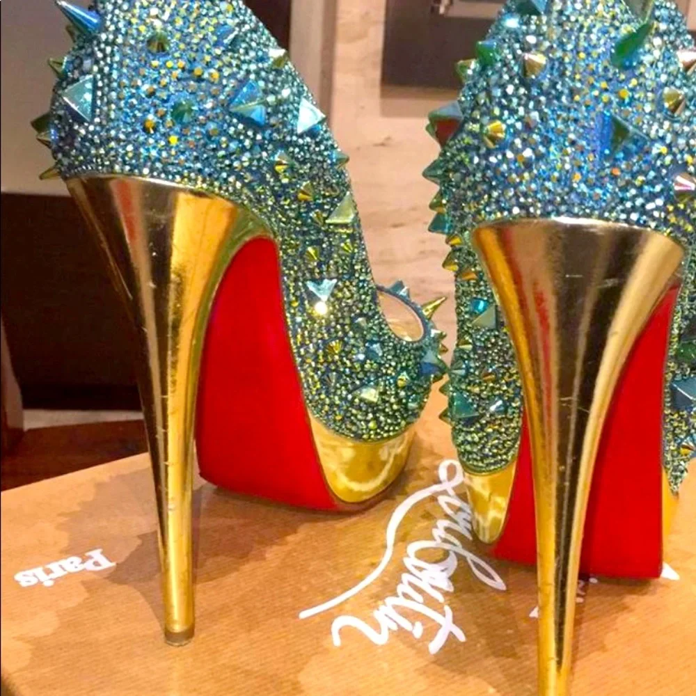 Christian Louboutin Very Mix 150mm Pot Pourri Aqua size 39. - Picture 9 of 12